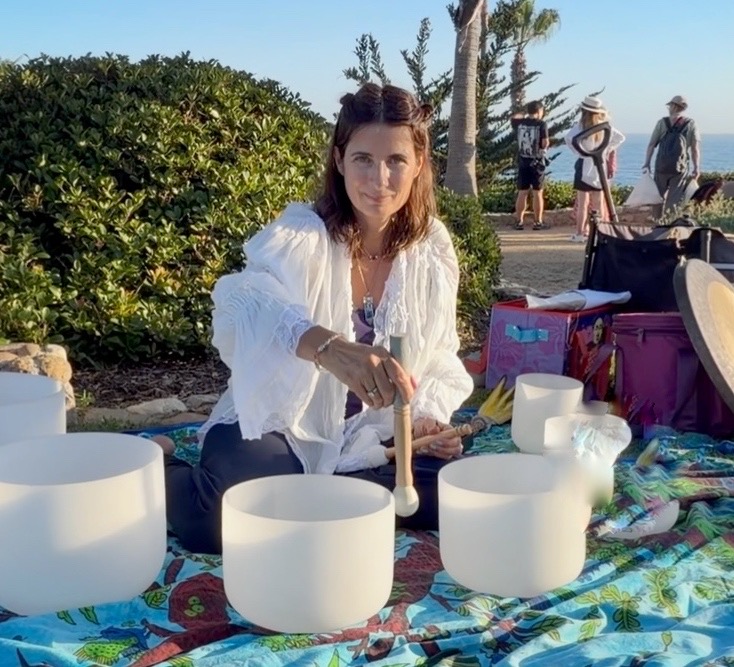 Sophie Anne with singing bowls